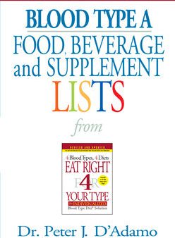 Blood Type a Food, Beverage and Supplement Lists For Sale