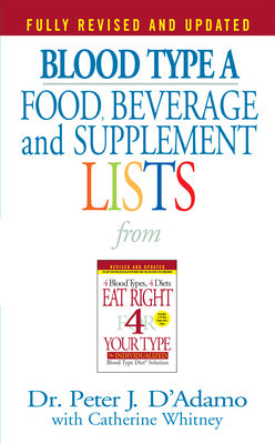 Blood Type a Food, Beverage and Supplement Lists For Sale